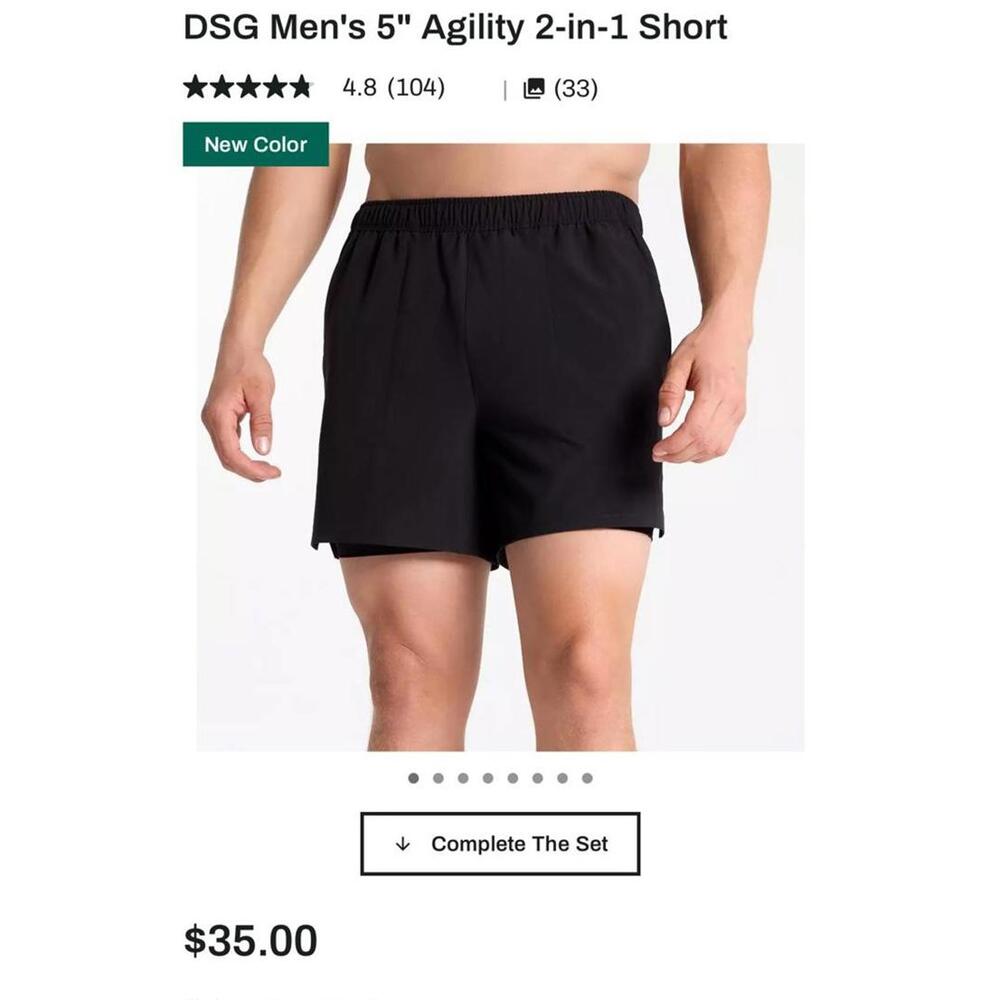 DSG Men's 5" Agility 2-in-1 Shorts - Pure Black Large